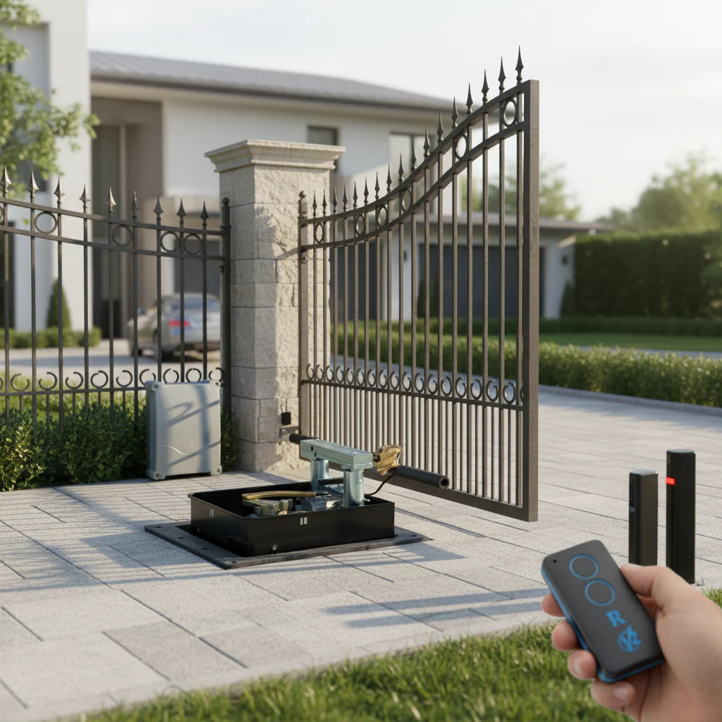 Professional 24V Underground Gate Automation Kit with Single Arm, Adjustable Stops, and Safety Features - Image 2