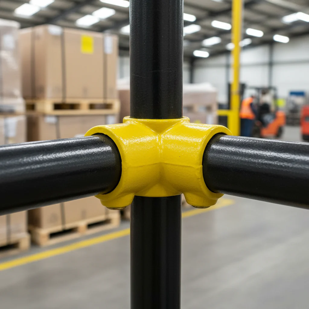 Premium 3 Way Mid Rail Corner Key Clamp for 42.4mm Tube - Yellow Powder Coated Finish