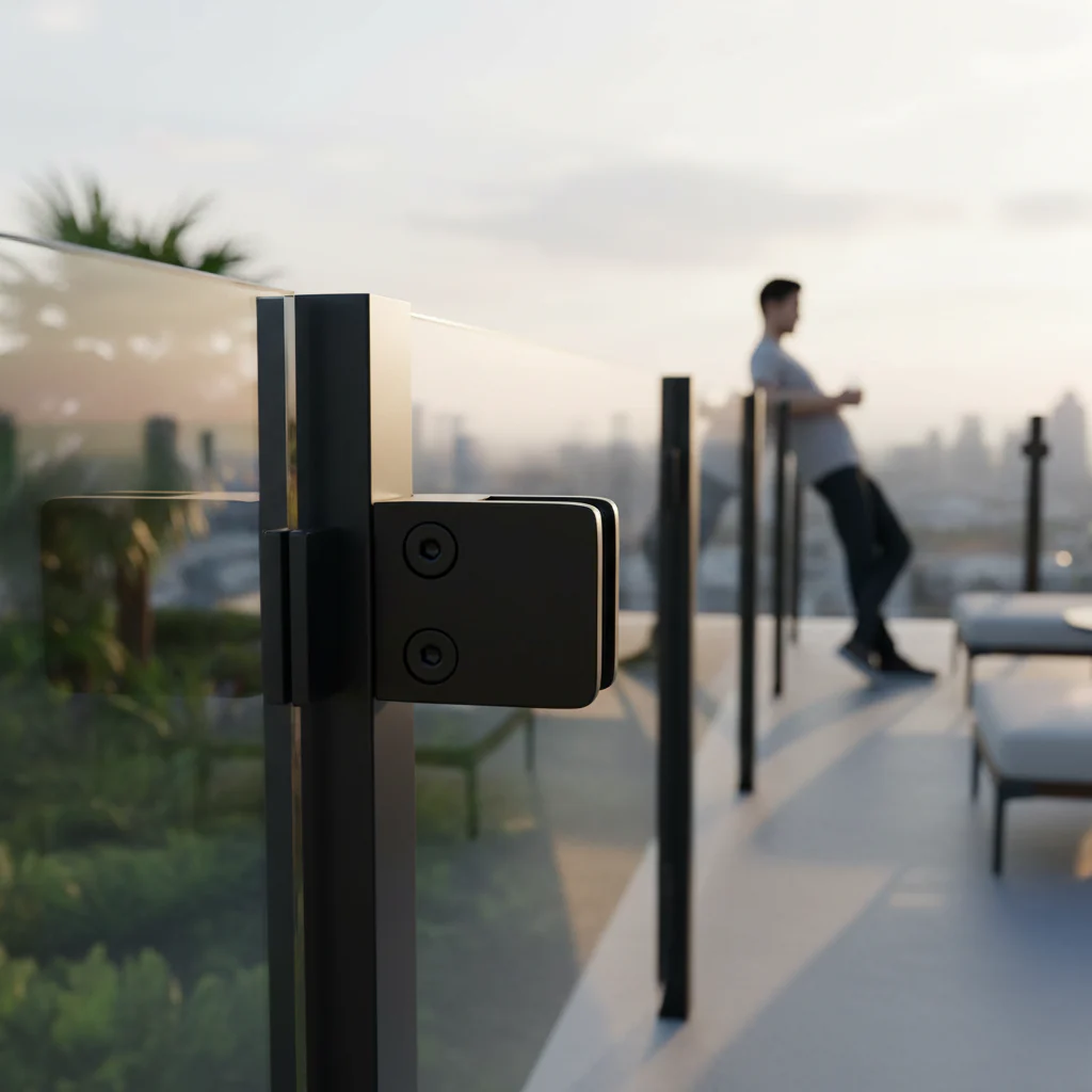 Premium 304 Stainless Steel Small Square Black Glass Clamp for 42.4mm Post - Suitable for 8mm and 10mm Glass - Image 2