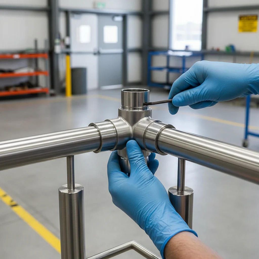 Premium 304 Stainless Steel Tee Piece Connector for 42.4mm x 2mm Tubing - Durable and Reliable Connection Solution