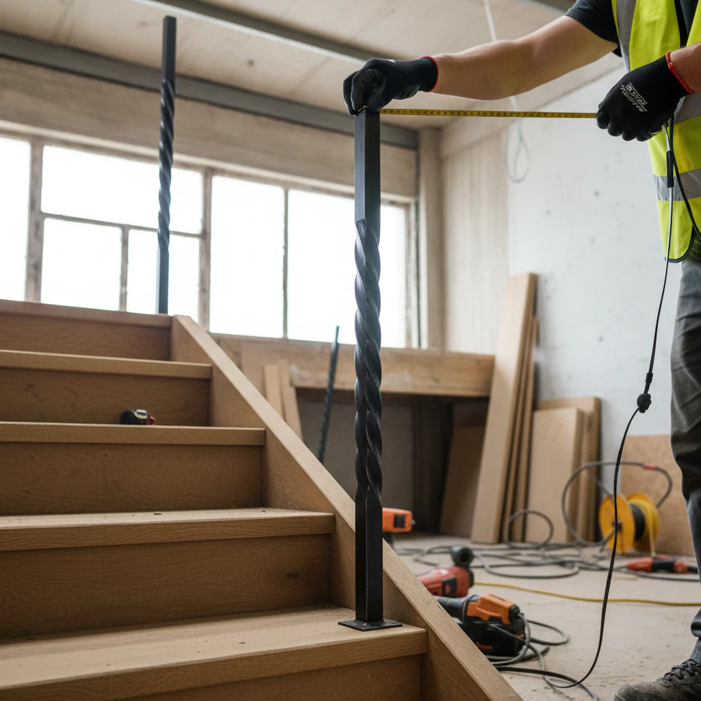 Premium 30mm Grooved Newel Post 1200mm for Staircase and Railing Applications - High-Quality Professional Grade for Industrial and Commercial Appli...