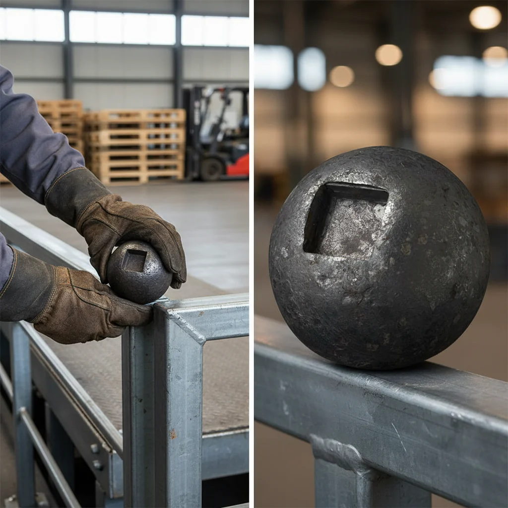 Premium 40mm Diameter Solid Sphere with Set Hole for 12mm Square Bar Applications