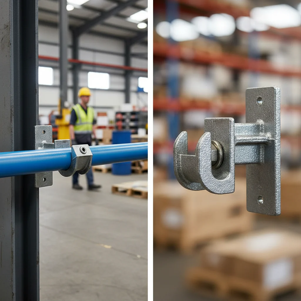 Professional 90° Handrail Mounting Bracket for 42.4mm Tube - Durable Bolt-On Joint for Roof Edge Systems