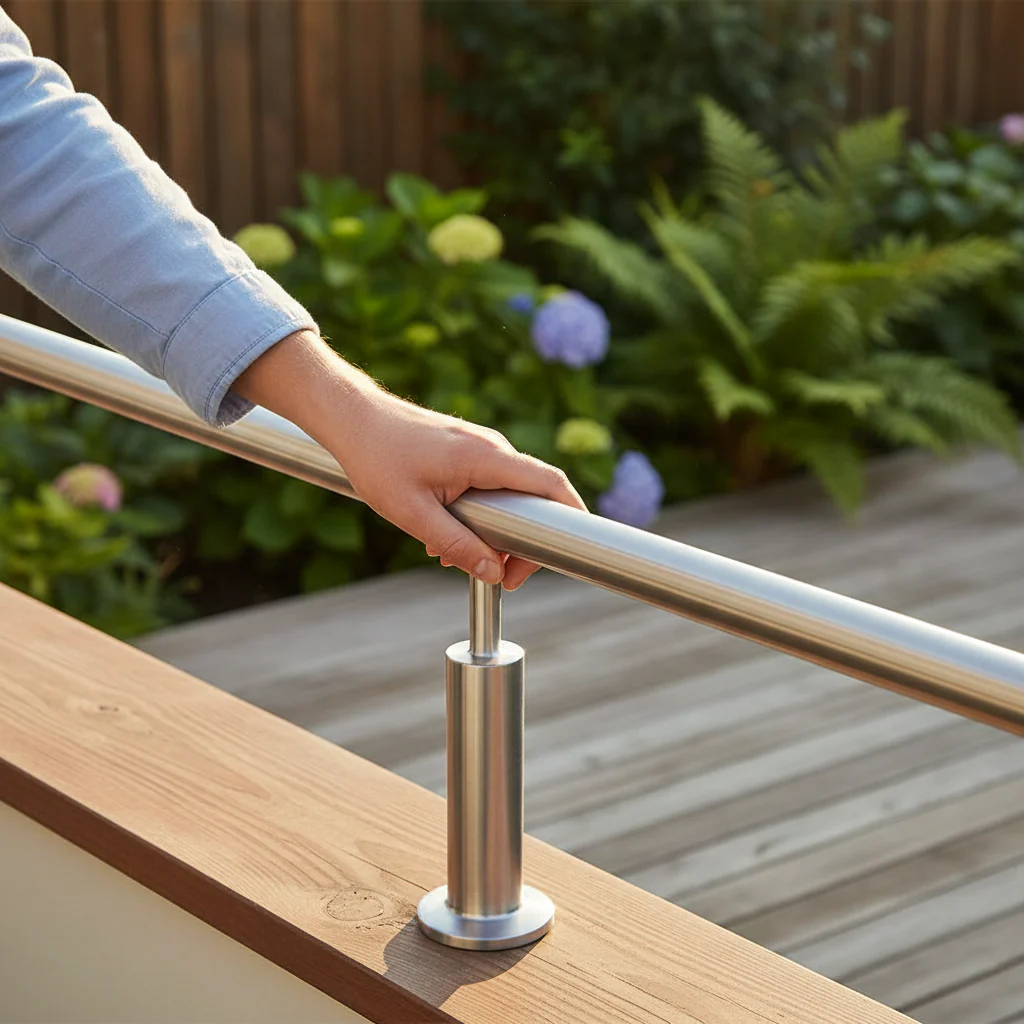 Premium Adjustable Handrail Support for 42.4 x 2.0mm Tube - 316 Stainless Steel with Satin Finish