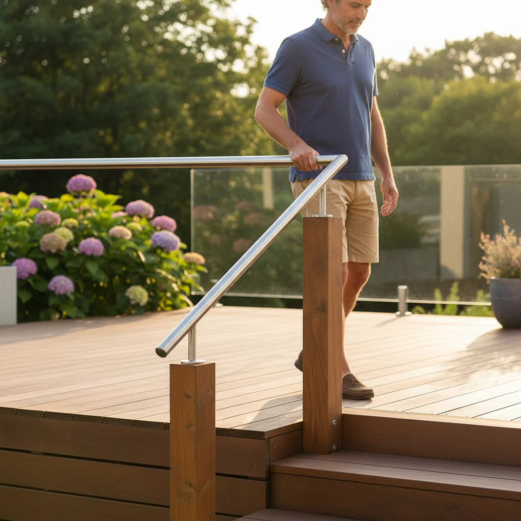 Premium Adjustable Handrail Support for 42.4 x 2.0mm Tube - 316 Stainless Steel with Satin Finish - Image 2