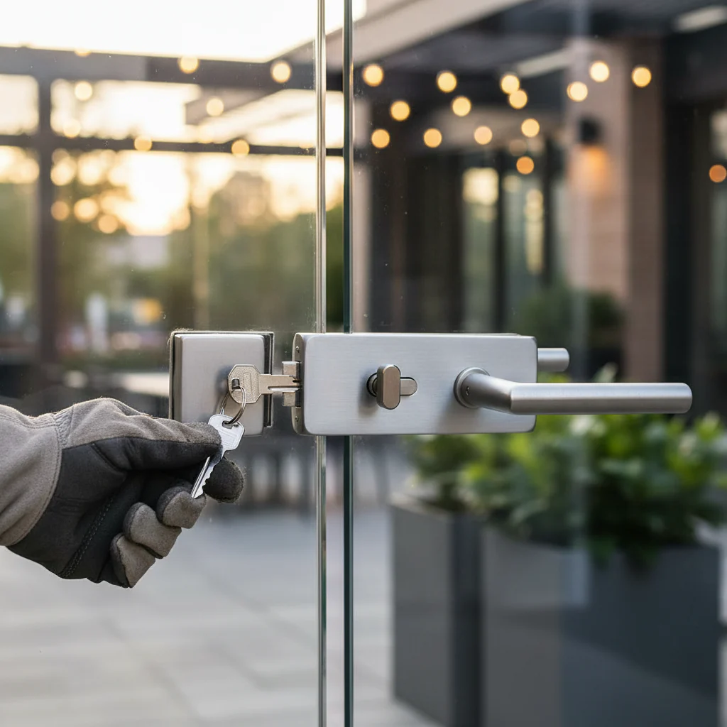 Premium Aluminium Glass to Glass Gate Lock with Handles and 3 Keys for 10-12mm Glass Thickness