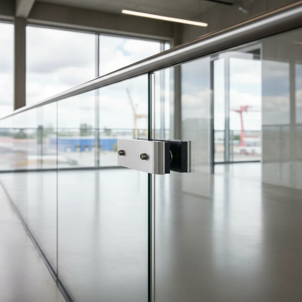 Premium Aluminium Straight Glass Stiffener Satin Finish for 12mm to 21.52mm Glass with Rubber Inserts