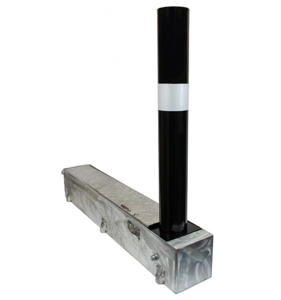 Fold Away (Coffin) Bollard Post – Black Powder-Coated Retractable Security Post with Reflective White Band | Flush-Fitting Lockable Driveway Bollard - Image 3