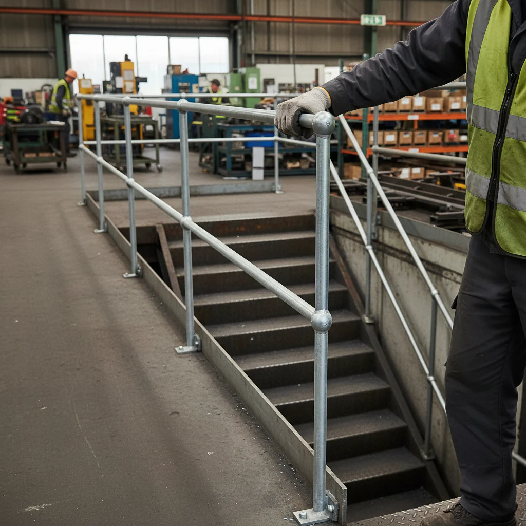 Premium Galvanised Side Palm Handrail for 33.7mm Tube - 550mm Centres with 66mm Ball Diameter and 650mm Tail Length