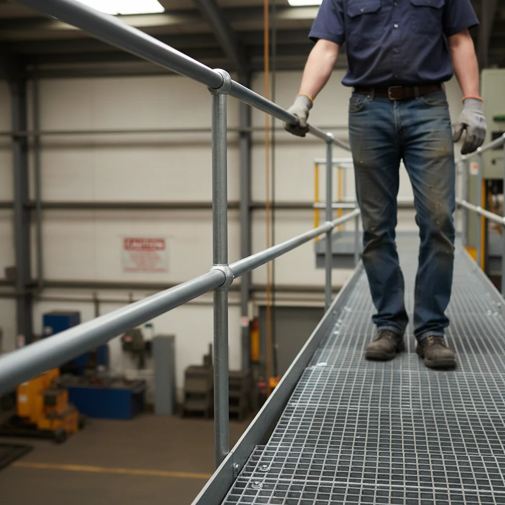 Professional Galvanised Side Palm Handrail Standard for 42mm Tube with 500mm Ball Centres and 700mm Tail Length