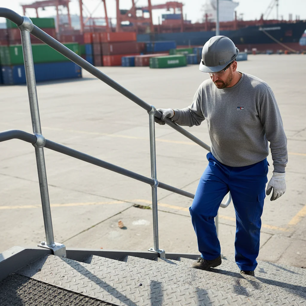 Professional Galvanised Side Palm Handrail Standard for 42mm Tube with 500mm Ball Centres and 700mm Tail Length - Image 2