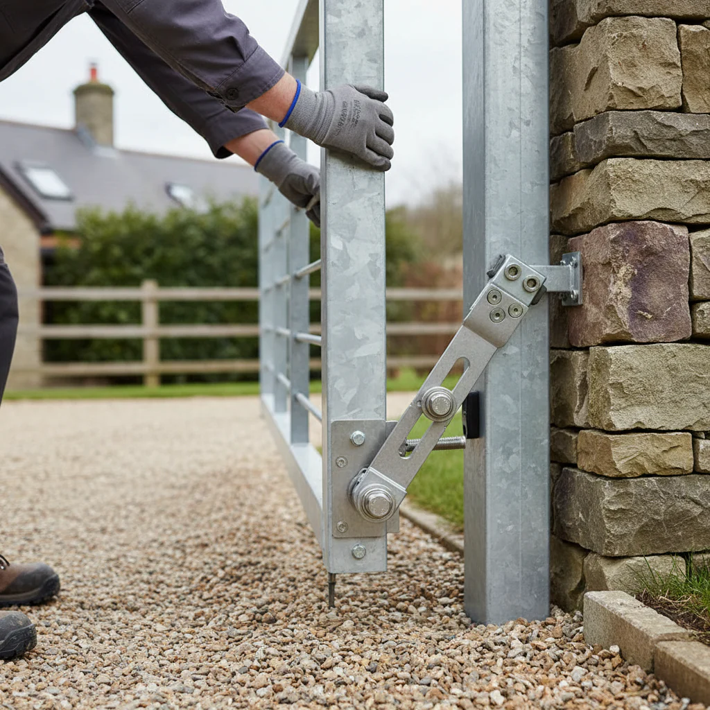 Premium Heavy Duty 180° Hinge Set for Sloped Driveways with Adjustable Angle and Stainless Steel Components - Image 2