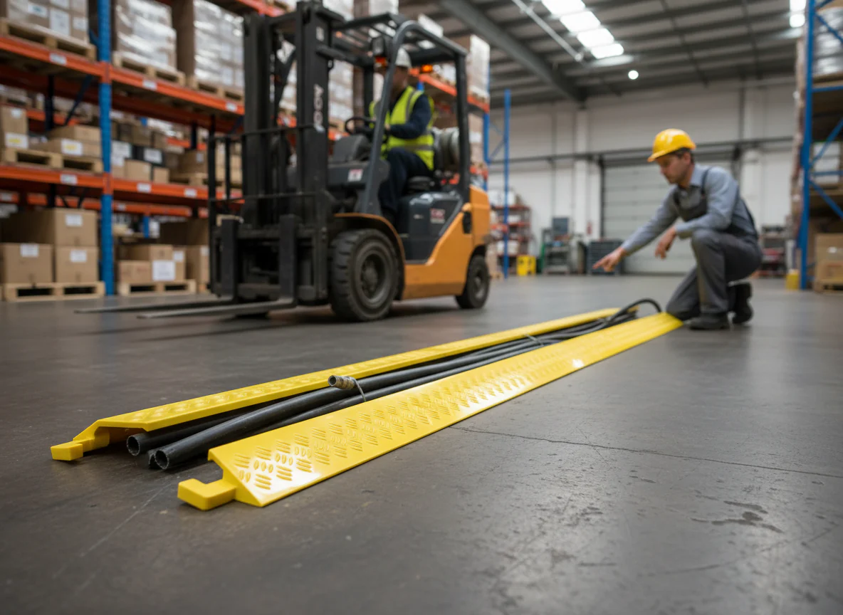 Professional Heavy Duty Cable and Hose Protection Ramp - 1000mm Length with 100mm x 30mm Cable Channel and 3kg Weight