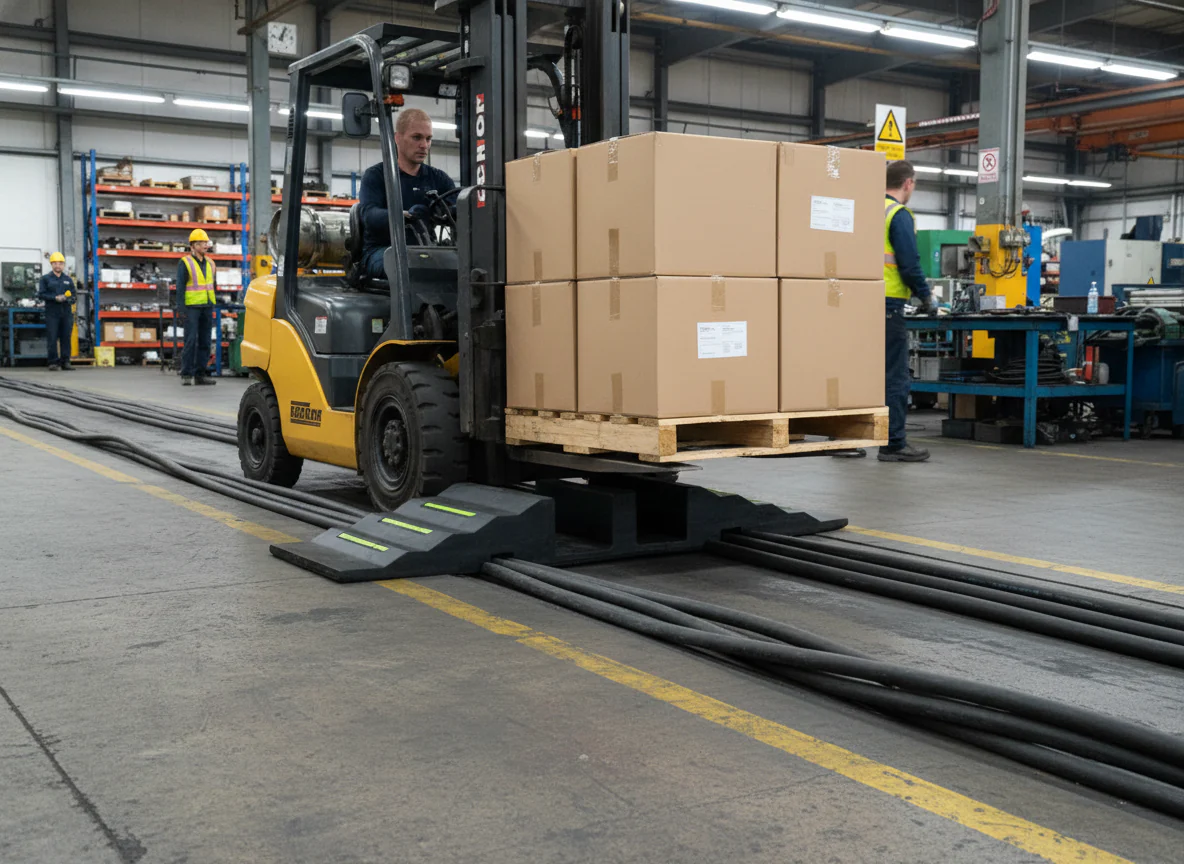Premium Heavy-Duty Hose Protection Ramp for 2.5" Flat Hoses - Durable and Economical with High Visibility Strips - Image 2