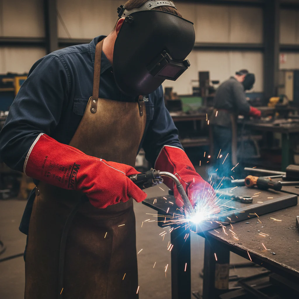 Premium Heavy Duty Red Gauntlet Welding Gloves - 14" Lined, Size 10 for Enhanced Protection - Image 2