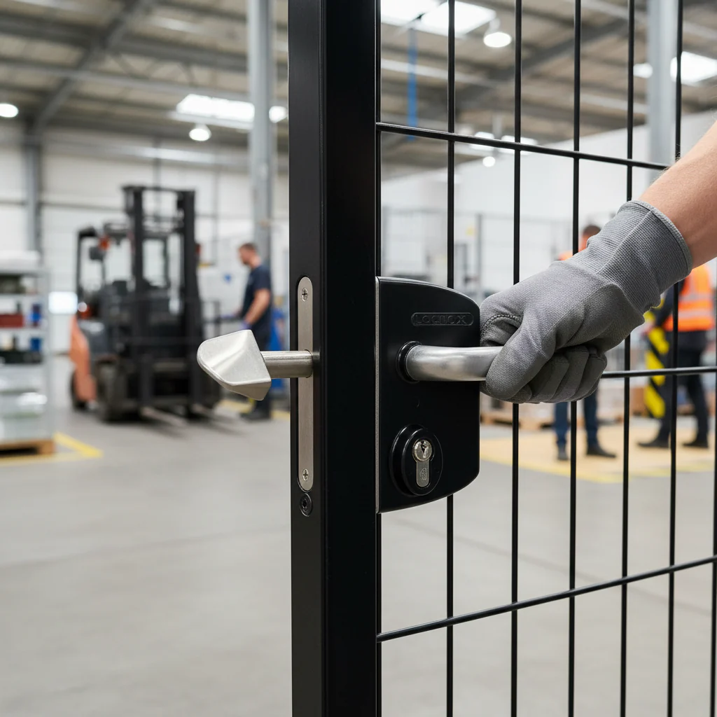 Premium Heavy Duty Sliding Gate Lock with Stainless Steel Mechanism for 40mm Box Section - Black RAL9005 - Image 2