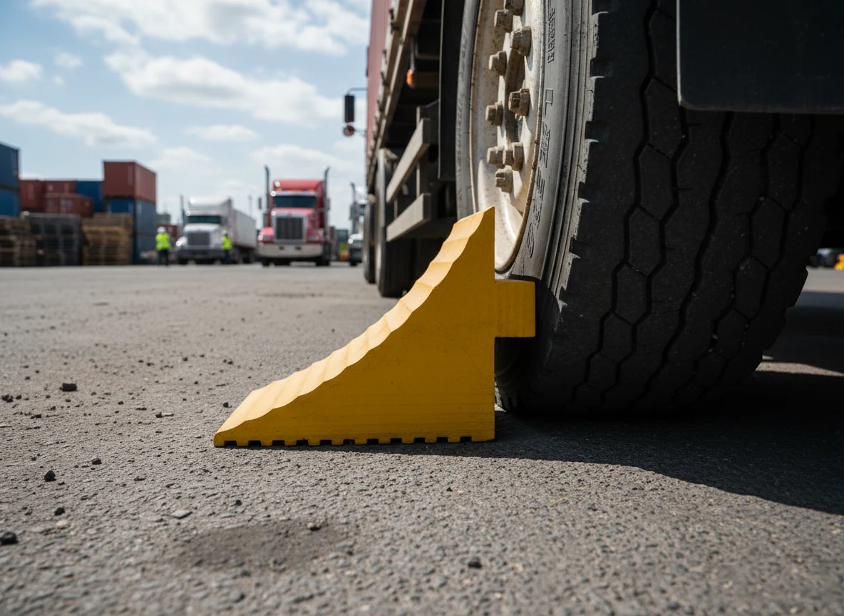 Premium Heavy Duty Vehicle Wheel Chock - Solid Rubber Construction, 250 x 190 x 200 mm, 44 Tonnes Max Load