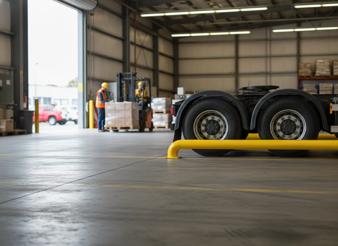 Heavy Duty Bolt-Down Wheel Guides for Precise Trailer Docking, Galvanized Steel with High Visibility Yellow Finish, 2085mm x 250mm x 365mm - Image 2