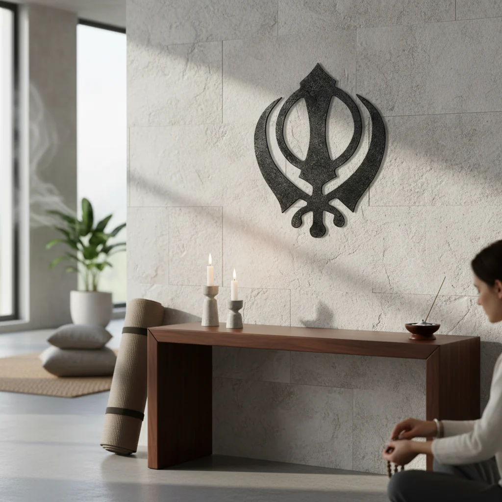 Premium Khanda Sikh Silhouette Artwork - 180 x 225mm Decorative Piece - High-Quality Professional Grade for Industrial and Commercial Applications - Image 2
