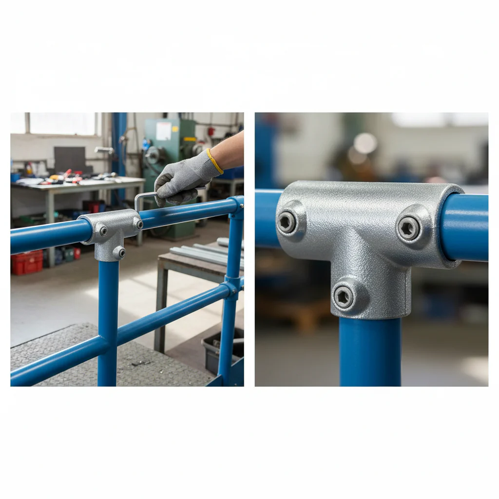 Professional Long Tee Key Clamp for 26.9mm Tube - 90° Connection for Guardrails - High-Quality Professional Grade for Industrial and Commercial App...