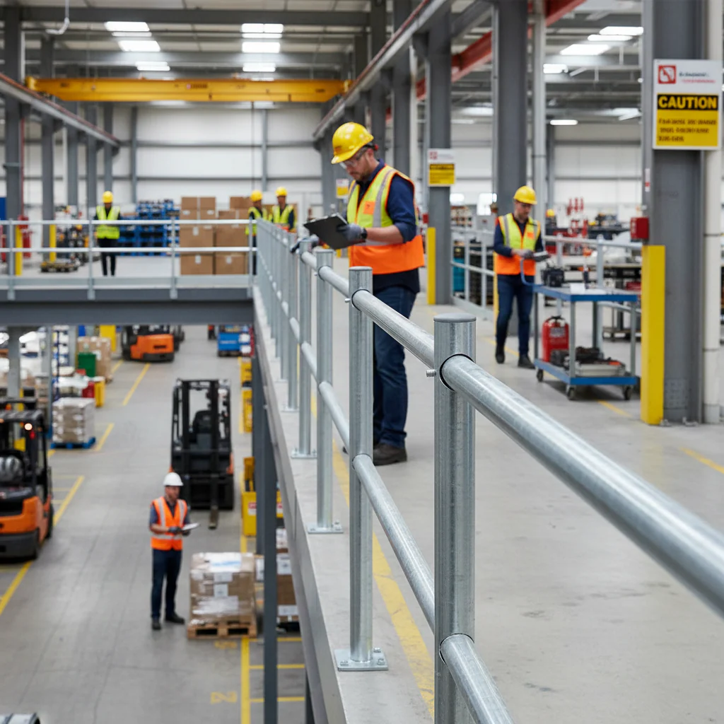 Heavy Duty Mezzanine Handrail Post 48.3mm x 3.2mm 1130mm Long for 33.7mm Round Tube Applications - Image 2