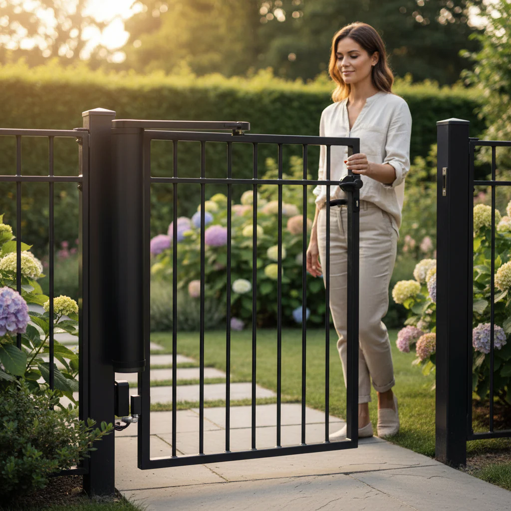 Premium Motorised Gate Closer for Pedestrian Swing Gates with Integrated Electronics and Vandal-Proof Design