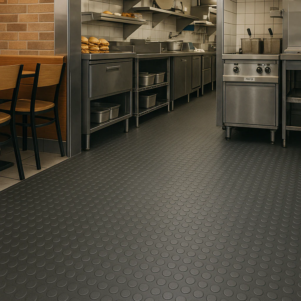 Non-Slip Heavy Duty Rubber Flooring Roll | R11 Slip Rated | Studded Penny Pattern | 3mm-6mm | Oil Resistant - Image 20