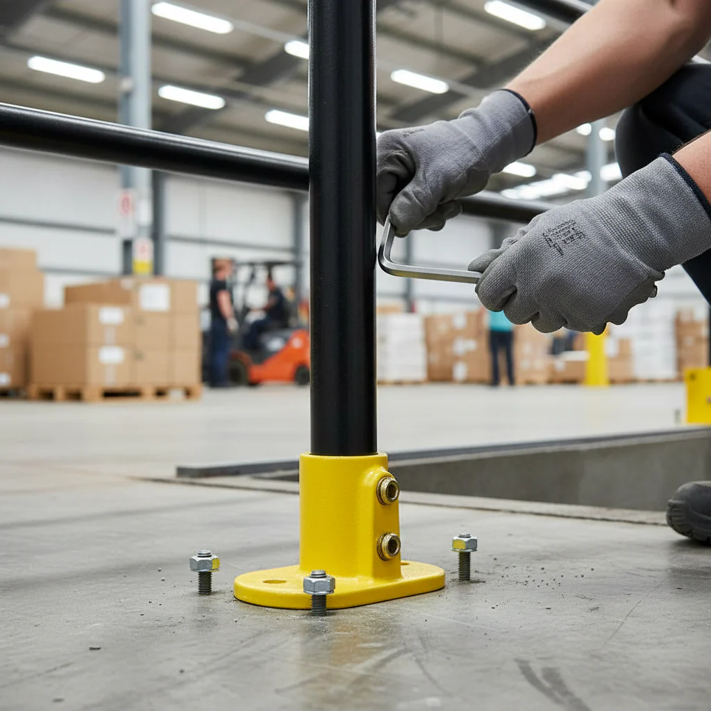 Premium Oval Base Flange Key Clamp for 48.3mm Tube, Yellow Powder Coated Finish for Internal Use