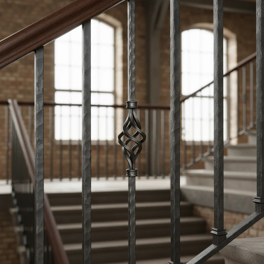 Premium 12mm Square Hammered Bar Picket with Single Basket Design, 500mm Length for Durable Fencing Applications