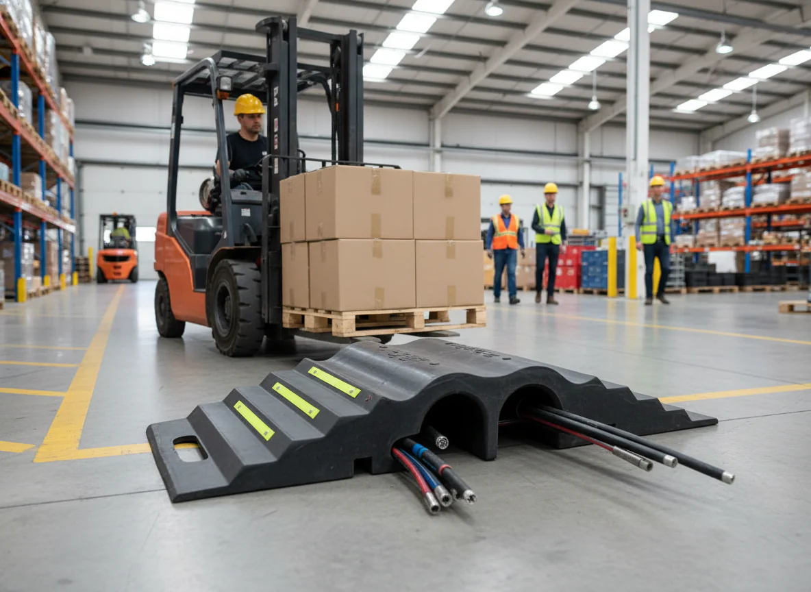 Premium 2-Channel Lidded Cable Ramp for Pedestrian and Vehicle Protection - 850 x 300 x 125 mm, Max Load 44 Tonnes - Image 2