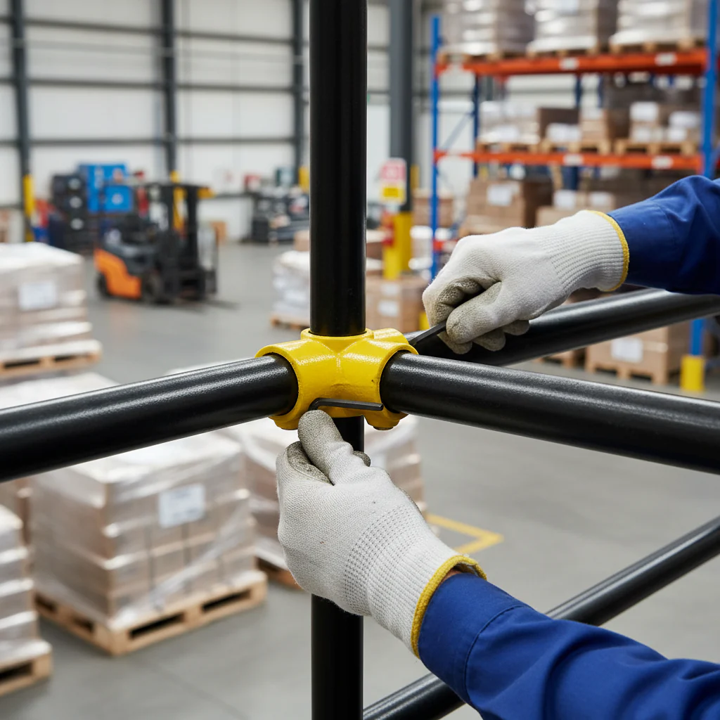 Premium 3 Way Mid Rail Corner Key Clamp for 33.7mm Tube - Yellow Powder Coated Finish