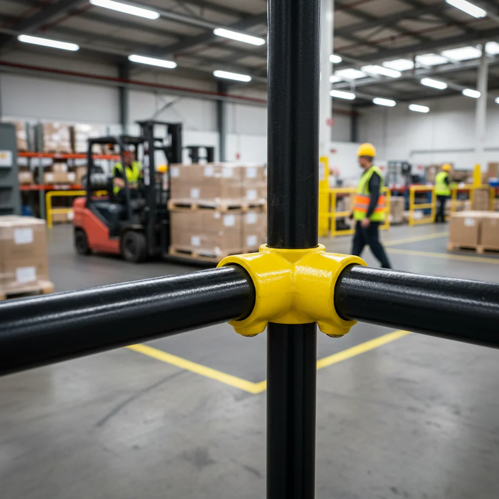 Premium 3 Way Mid Rail Corner Key Clamp for 33.7mm Tube - Yellow Powder Coated Finish - Image 2