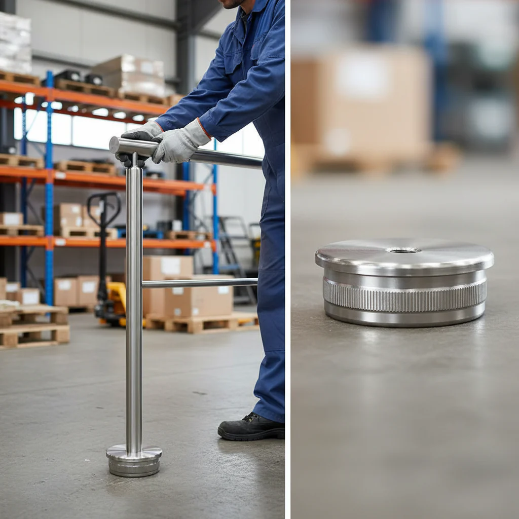 Premium 304 Flat Tube Base with M8 Threaded Hole for 42.4mm x 2mm Tubing - High-Quality Professional Grade for Industrial and Commercial Applications