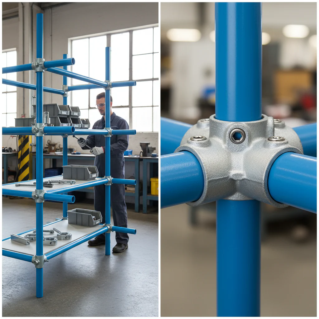 Premium 4 Way Centre Cross with Upright Key Clamp for 33.7mm Tube Structures - High-Quality Professional Grade for Industrial and Commercial Applic...