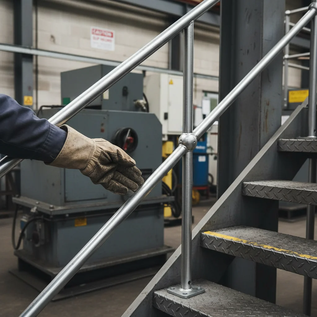 Premium Galvanised 45 Degree Rake Side Palm Handrail for 42mm Tube - Right Hand Configuration