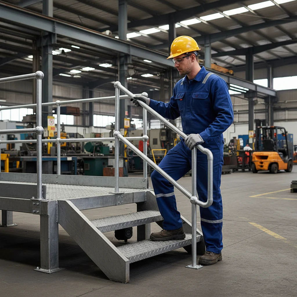 Premium Galvanised 45 Degree Rake Side Palm Handrail for 42mm Tube - Right Hand Configuration - Image 2