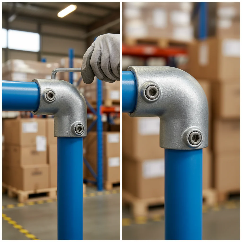 Premium 90° Elbow Connector for 33.7mm Tube - Heavy Duty Guardrail Solutions - High-Quality Professional Grade for Industrial and Commercial Applic...