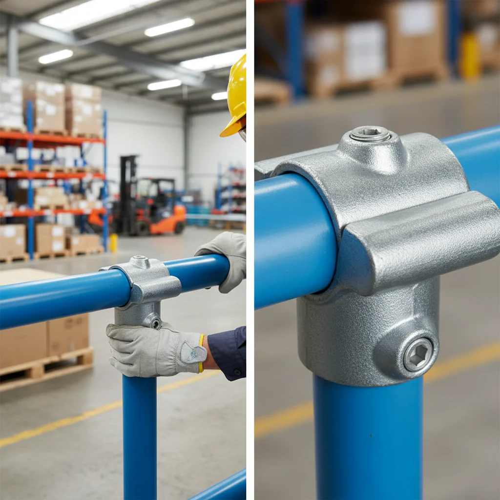 Premium Add On Short Tee Key Clamp for 42.4mm Tube - Ideal for Guardrail Connections