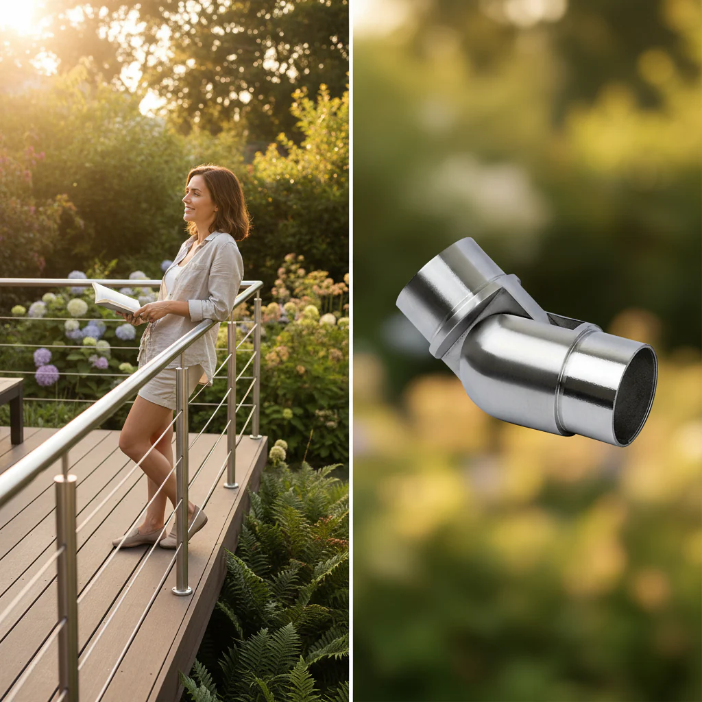 Premium Adjustable Elbow for 48.3mm x 2.6mm Tube - 316 Stainless Steel with Satin Finish