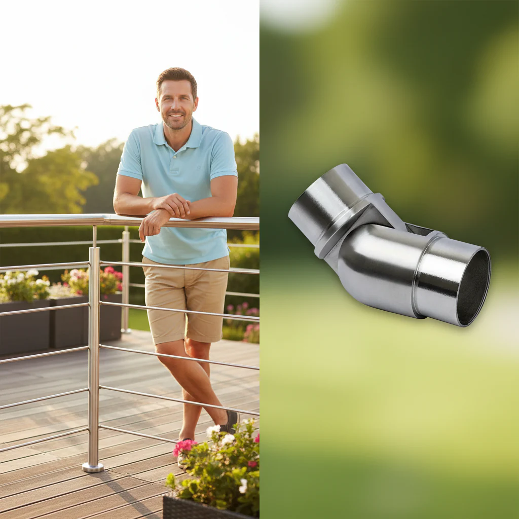 Premium Adjustable Elbow for 48.3mm x 2mm Tube - 316 Stainless Steel with Satin Finish