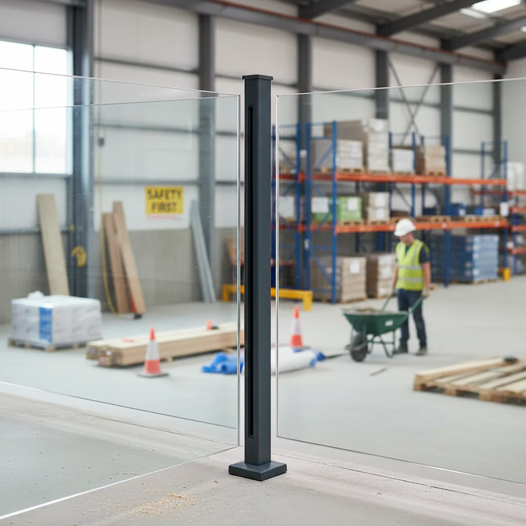 Premium Easy Slide Base Fix Aluminium Balustrade Mid Post for 11.5mm Glass with Fast Installation and High Load Capacity