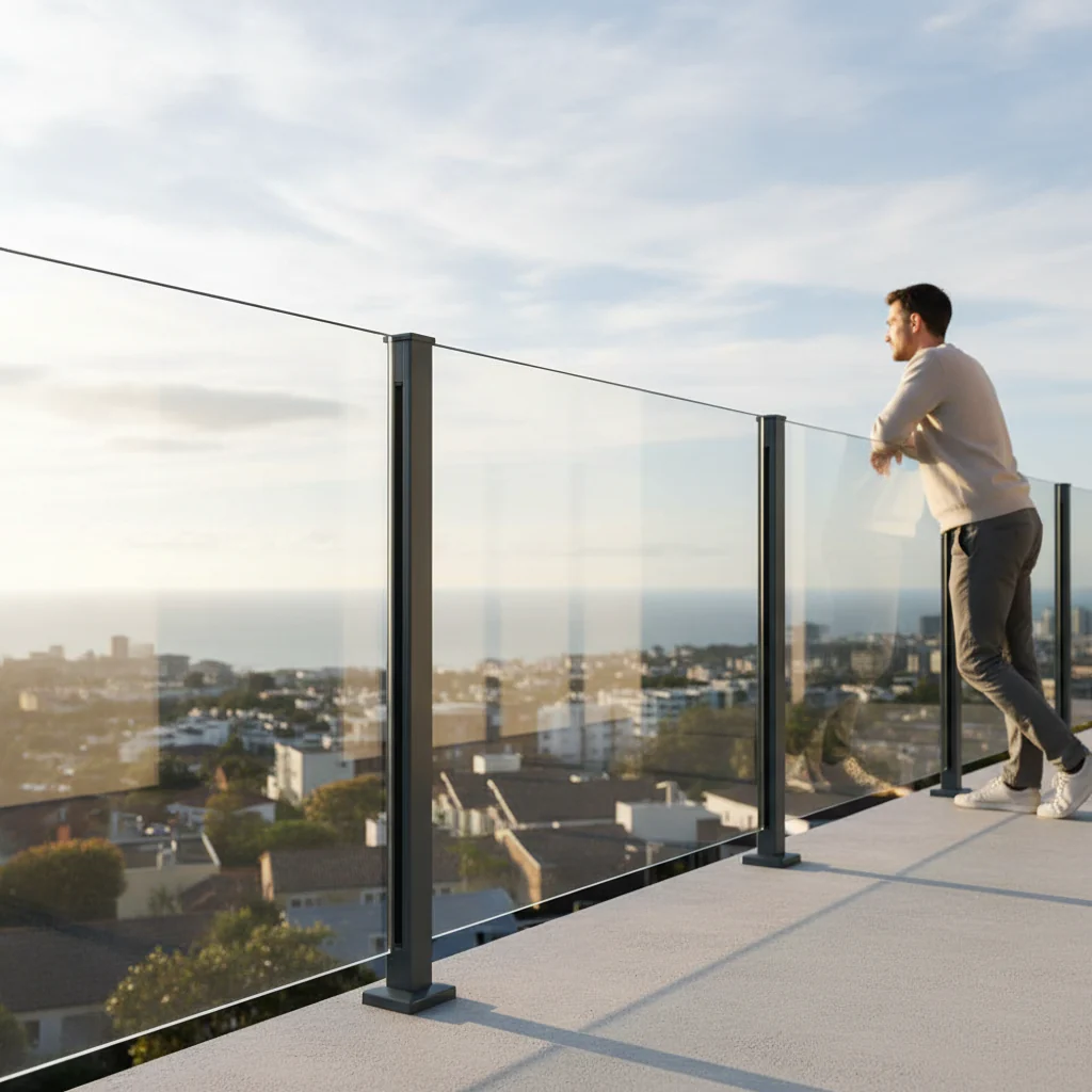 Premium Easy Slide Base Fix Aluminium Balustrade Mid Post for 11.5mm Glass with Fast Installation and High Load Capacity - Image 2