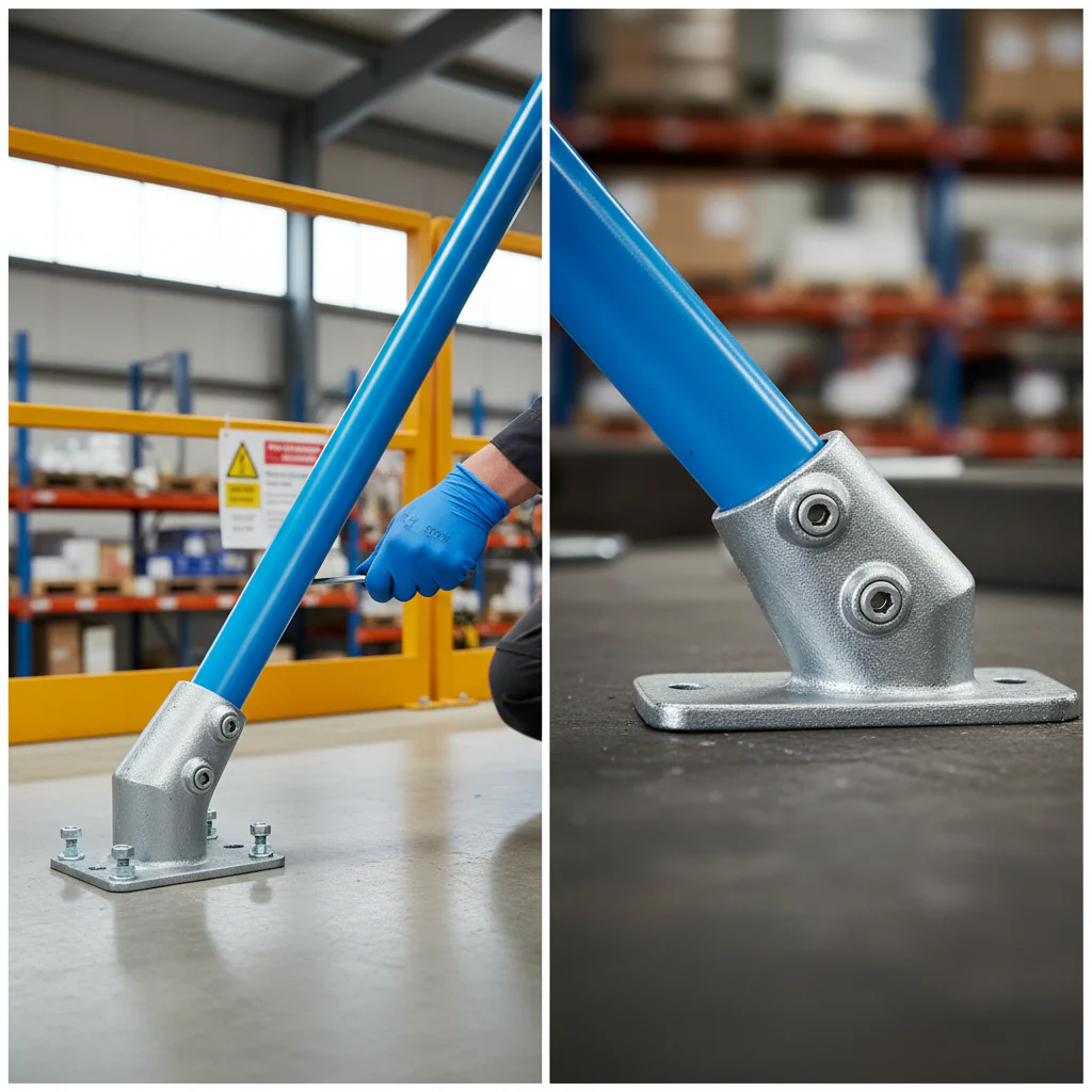 Premium Angle Base Fixing 30-45° Fitting for 42.4mm Tube - Light Load Capacity - High-Quality Professional Grade for Industrial and Commercial Appl...