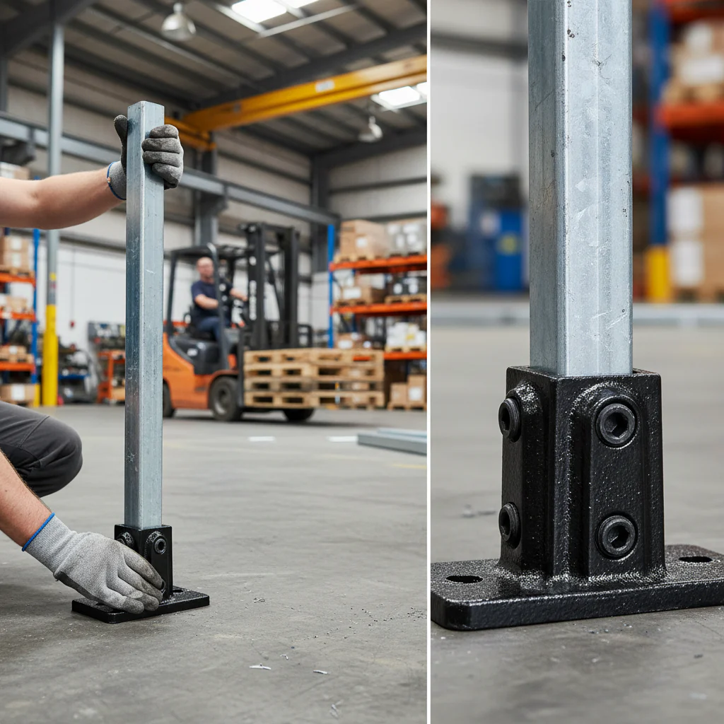 Premium Base Plate Flange for 25mm Square Box Section - Durable Support for Railing Systems