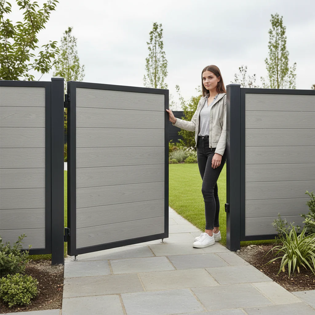 Premium Composite Gate Board with Embossed Wood Grain Texture - Light Grey, 2000mm Long, Weather-Resistant & Sustainable Design - Image 2