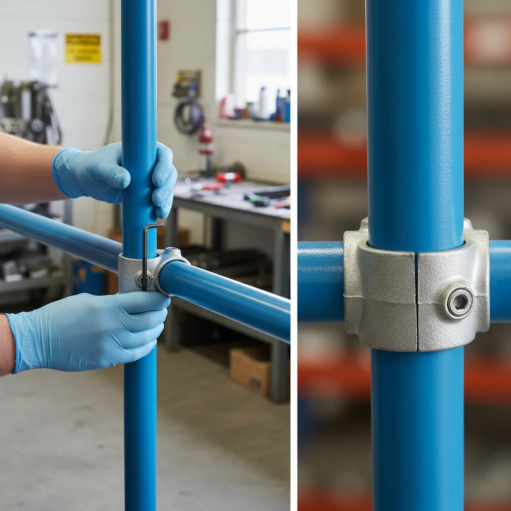 Premium Offset Crossover Joint 90° for 33.7mm Tube - Ideal for Horizontal Rails - High-Quality Professional Grade for Industrial and Commercial App...