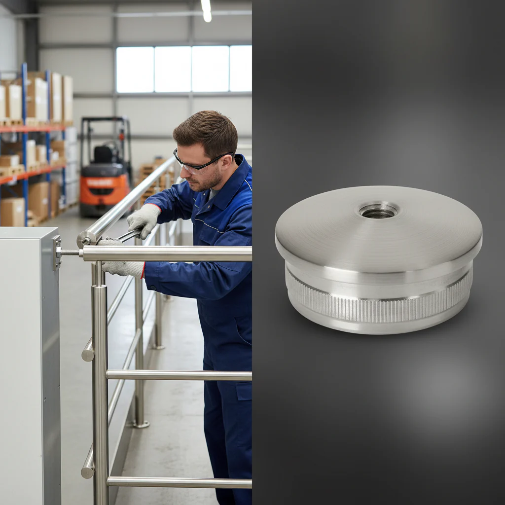 Premium Radiused Curved Tube Base with M8 Threaded Hole for 42.4mm x 2mm Tube - Industrial Grade Design for Robust Applications
