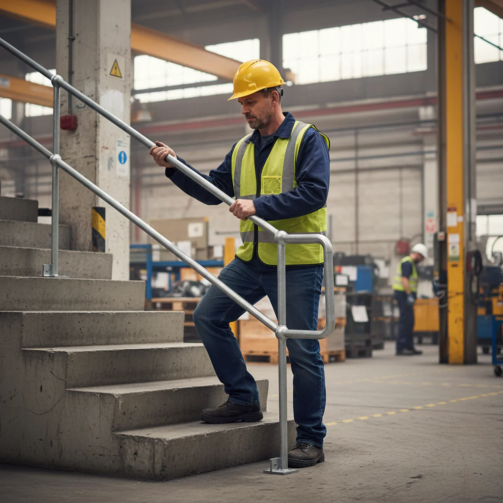 Premium Side Palm Handrail Standard Galvanised for 34mm Tube with 500mm Centres and 700mm Tail Length - Image 2