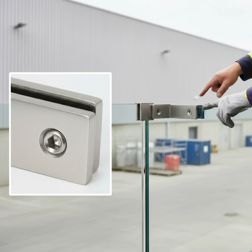 Premium 316 Stainless Steel End Glass Stiffener for 12mm Glass Panels - Durable and High-Performance Support Solution