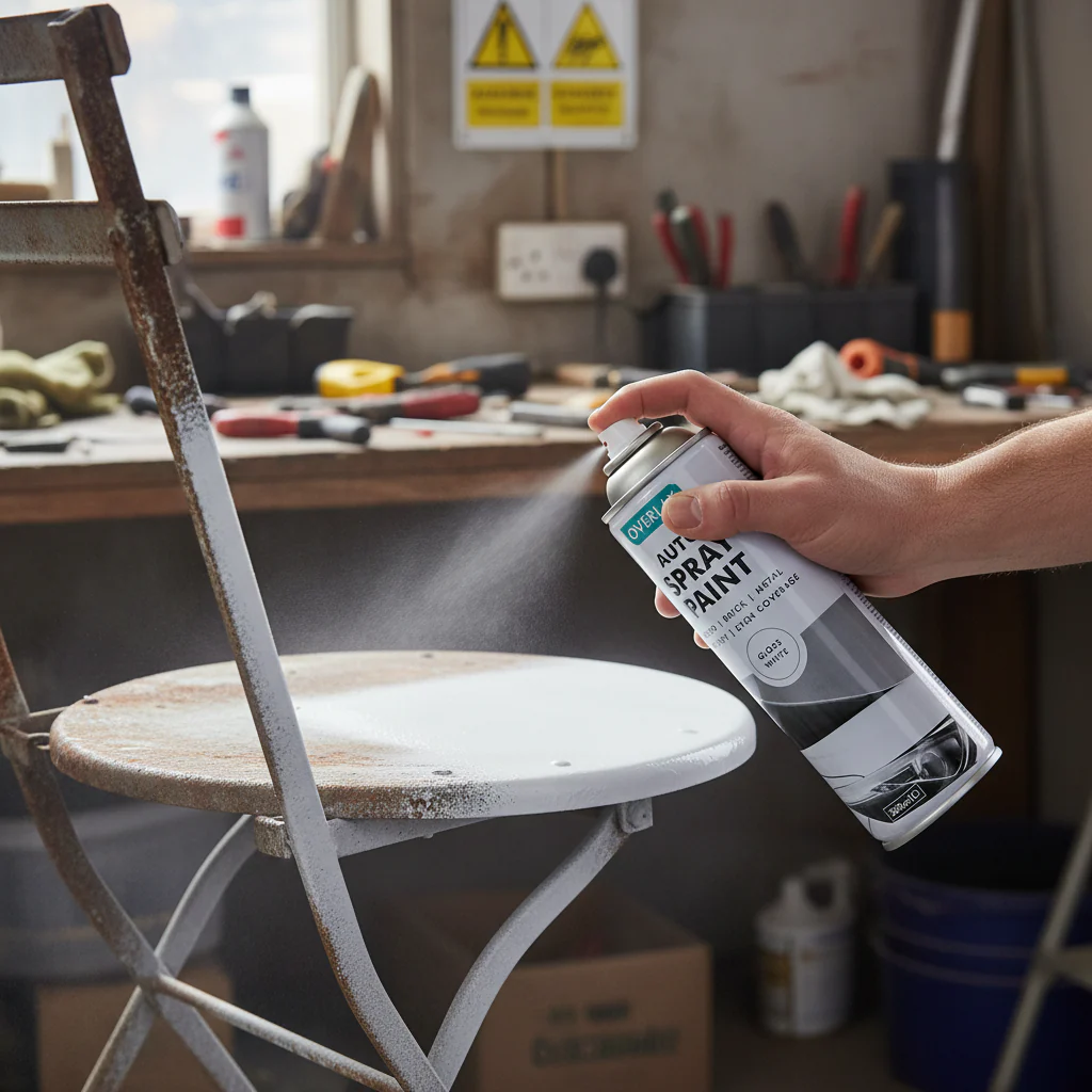 Premium Gloss White Spray Paint 250ml - Quick Drying, Even Coverage for Metal, Wood, and Brick Surfaces